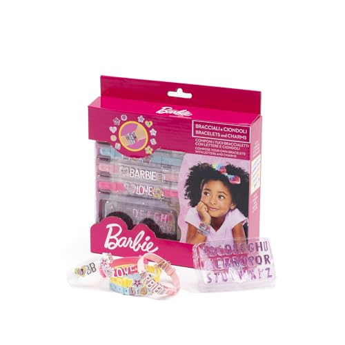 ODS - Barbie Bijoux Collection, Packung mit 5 Armbändern mit Anhängern und Buchstaben, Kit DIY Armbänder für Mädchen, Altersempfehlung + 3 Jahre von ODS