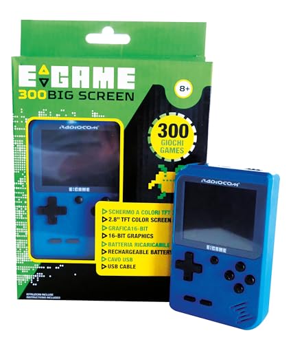 ODS - Radiocom Egame Big Screen Blau Tragbare Spielekonsole mit 300 vorinstallierten Videospielen, 2,8 Zoll TFT-Bildschirm, wiederaufladbarer Akku, 50074 ODS - Radiocom Egame Big Screen Blau Tragbare Spielekonsole mit 300 vorinstallierten Videospielen, 2,8 Zoll TFT-Bildschirm, wiederaufladbarer Akku, 50074 von ODS