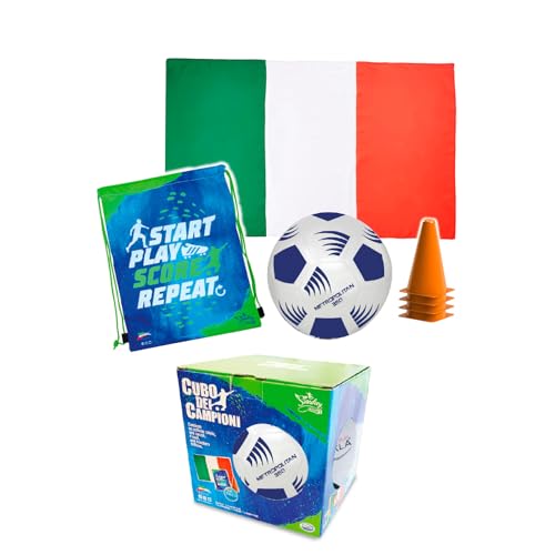 ODS - Sunday, Championswürfel, Fußball Metropolitan, inklusive 4 Zapfen, Transporttasche 40 x 32 cm, Flagge Italien, Geschenkidee für Fußballfans, Altersempfehlung +3 Jahre von ODS