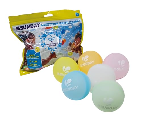 ODS - Sunday Infinite Splash Wiederverwendbare Wasserspielzeug, Set mit 6 Stück, Durchmesser 7 cm, Fassungsvermögen 179 ml, Wasserspielzeug für Kinder und Erwachsene, in Beutel mit Steigbügel ODS - Sunday Infinite Splash Wiederverwendbare Wasserspielzeug, Set mit 6 Stück, Durchmesser 7 cm, Fassungsvermögen 179 ml, Wasserspielzeug für Kinder und Erwachsene, in Beutel mit Steigbügel von ODS