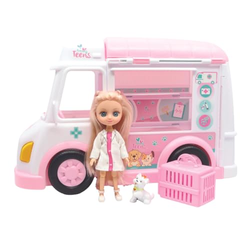 ODS Trendy Teens, Rettungswagen Tiere mit Funktionen mit Puppe, Größe 16 cm und Zubehör, Spielzeug für Kinder, Altersempfehlung +3, 44664 von ODS