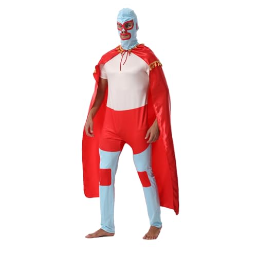 OEBLD Mexikanisches Wrestler-Kostüm für Erwachsene, Herren, Umhang, Halloween, Party, Cosplay, Outfits, Schwarz, Adult-XL OEBLD Mexikanisches Wrestler-Kostüm für Erwachsene, Herren, Umhang, Halloween, Party, Cosplay, Outfits, Schwarz, Adult-XL von OEBLD