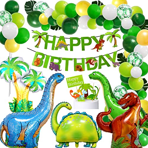 XXL Dino Geburtstag Deko, 60x 12" Latexballon, 6x Künstliche Tropische Palmblätter, 5x Dinosaurierthema Folienballon(4 Dinosaurier und 1 Kokosbaum),1x Dino Geburtstag Banner, 9x Dino Tortenaufsätze XXL Dino Geburtstag Deko, 60x 12" Latexballon, 6x Künstliche Tropische Palmblätter, 5x Dinosaurierthema Folienballon(4 Dinosaurier und 1 Kokosbaum),1x Dino Geburtstag Banner, 9x Dino Tortenaufsätze von OEMG