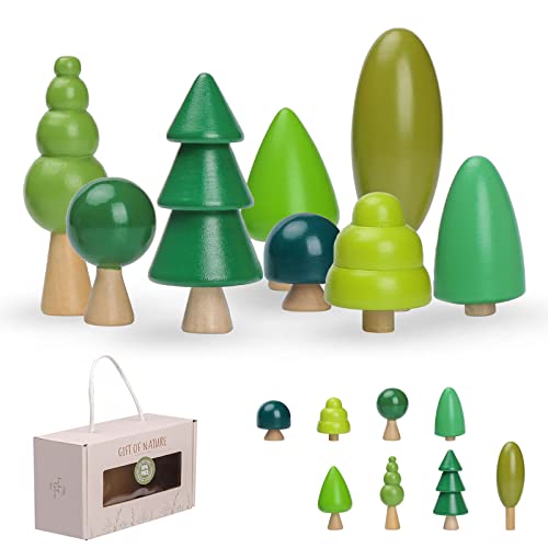OESSUF 8er-Pack Baum Spielzeug aus Holz für Kinder, Verschiedene Größen Bäume Wald Rustikal Deko für Wohnkultur und kinderzimmer, Montessori Spielzeug für Jungen und Mädchen von OESSUF