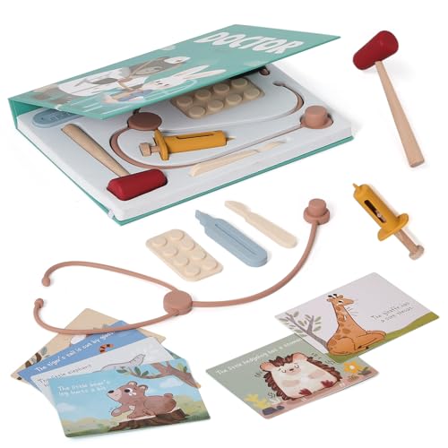 OESSUF Arztkoffer Kinder 3 Jahre, Silikon Arzt Rollenspiel Buch Box Kit mit Stethoskop, Thermometer, Spritze, Spielkarten, Kinder medizinische Kit Spielzeug Geschenke, leicht zu reinigen und zu tragen OESSUF Arztkoffer Kinder 3 Jahre, Silikon Arzt Rollenspiel Buch Box Kit mit Stethoskop, Thermometer, Spritze, Spielkarten, Kinder medizinische Kit Spielzeug Geschenke, leicht zu reinigen und zu tragen von OESSUF