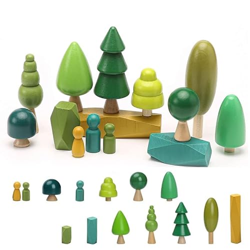 14 PCS Holzspielzeug - Holz Baum Deko Montessori Spielzeug, Verschiedene Größen Bäume Wald Rustikal Deko für Wohnkultur und kinderzimmer von OESSUF