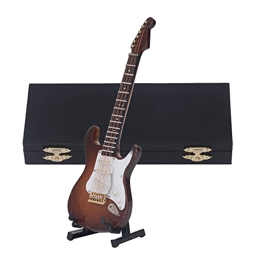 Mini Electric Wood Gitarre Decoration House Decoration, Elegante Arbeitschktellendekoration, 18 cm Miniaturmodell mit Unterstützung für Regal, Bibliothek oder Musikstudio Mini Electric Wood Gitarre Decoration House Decoration, Elegante Arbeitschktellendekoration, 18 cm Miniaturmodell mit Unterstützung für Regal, Bibliothek oder Musikstudio von OFFAXE