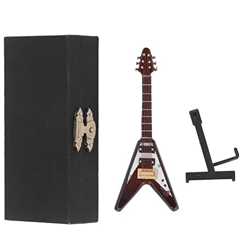 Miniatur-E-Gitarre aus Holz, Heimdekoration, Elegante Schreibtischdekoration fürs Büro, 10 cm Modell mit Ständer für Bücherregal, Musikstudio oder Vintage-Regal Miniatur-E-Gitarre aus Holz, Heimdekoration, Elegante Schreibtischdekoration fürs Büro, 10 cm Modell mit Ständer für Bücherregal, Musikstudio oder Vintage-Regal von OFFAXE