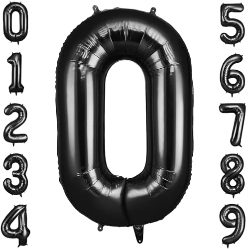 OFFCUP Geburtstag Zahlen Luftballon Schwarz, Geburtstagsdeko Ballons Zahl 0, Riesige Folienballon in 40" Helium Ballons für Männer Frauen Geburtstagsparty Deko, Jubiläum 0 Jahre Deko von OFFCUP