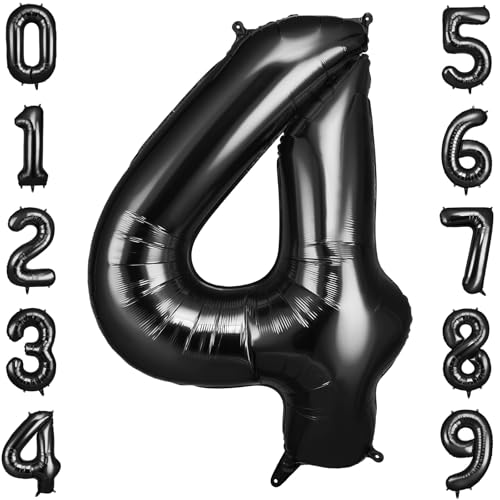 OFFCUP Geburtstag Zahlen Luftballon Schwarz, Geburtstagsdeko Ballons Zahl 4, Riesige Folienballon in 40" Helium Ballons für Männer Frauen Geburtstagsparty Deko, Jubiläum 4 Jahre Deko OFFCUP Geburtstag Zahlen Luftballon Schwarz, Geburtstagsdeko Ballons Zahl 4, Riesige Folienballon in 40" Helium Ballons für Männer Frauen Geburtstagsparty Deko, Jubiläum 4 Jahre Deko von OFFCUP
