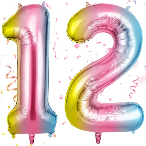OFFCUP Zahlen Luftballon Farbverlauf, Folienballon Zahl 12, 40 Zoll Helium Ballons Geburtstagsdeko Mädchen Junge Kindergeburtstag Party Deko Ballon Zahl Deko zum Geburtstag Silvester Neujahr OFFCUP Zahlen Luftballon Farbverlauf, Folienballon Zahl 12, 40 Zoll Helium Ballons Geburtstagsdeko Mädchen Junge Kindergeburtstag Party Deko Ballon Zahl Deko zum Geburtstag Silvester Neujahr von OFFCUP