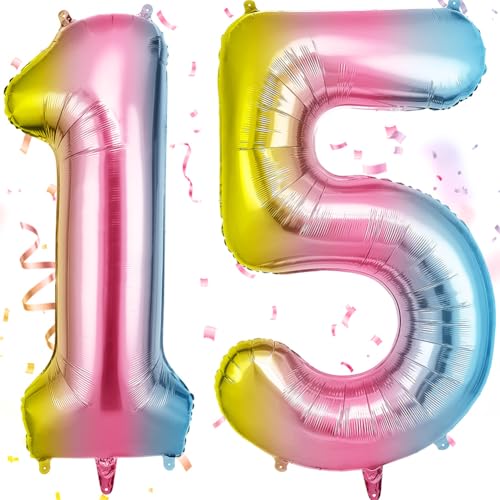 OFFCUP Zahlen Luftballon Farbverlauf, Folienballon Zahl 15/51, 40 Zoll Helium Ballons Geburtstagsdeko Mädchen Junge Kindergeburtstag Party Deko Ballon Zahl Deko zum Geburtstag Silvester Neujahr OFFCUP Zahlen Luftballon Farbverlauf, Folienballon Zahl 15/51, 40 Zoll Helium Ballons Geburtstagsdeko Mädchen Junge Kindergeburtstag Party Deko Ballon Zahl Deko zum Geburtstag Silvester Neujahr von OFFCUP