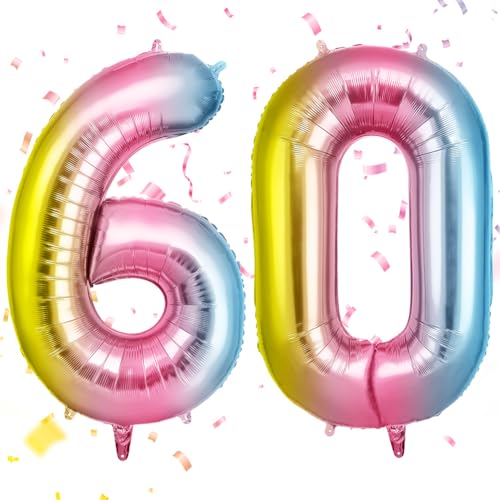 OFFCUP Zahlen Luftballon Farbverlauf, Folienballon Zahl 60, 40 Zoll Helium Ballons Geburtstagsdeko Mädchen Junge Kindergeburtstag Party Deko Ballon Zahl Deko zum Geburtstag Silvester Neujahr OFFCUP Zahlen Luftballon Farbverlauf, Folienballon Zahl 60, 40 Zoll Helium Ballons Geburtstagsdeko Mädchen Junge Kindergeburtstag Party Deko Ballon Zahl Deko zum Geburtstag Silvester Neujahr von OFFCUP