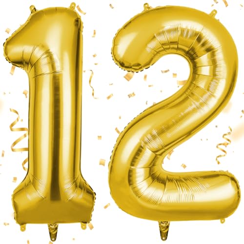 OFFCUP Zahlen Luftballon Gold, Folienballon Zahl 12, 40 Zoll Helium Ballons Geburtstagsdeko Mädchen Junge Kindergeburtstag Party Deko Ballon Zahl Deko zum Geburtstag Silvester Neujahr OFFCUP Zahlen Luftballon Gold, Folienballon Zahl 12, 40 Zoll Helium Ballons Geburtstagsdeko Mädchen Junge Kindergeburtstag Party Deko Ballon Zahl Deko zum Geburtstag Silvester Neujahr von OFFCUP