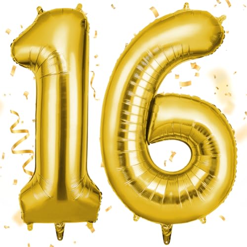 OFFCUP Zahlen Luftballon Gold, Folienballon Zahl 16, 40 Zoll Helium Ballons Geburtstagsdeko Mädchen Junge Kindergeburtstag Party Deko Ballon Zahl Deko zum Geburtstag Silvester Deko Neujahr Deko OFFCUP Zahlen Luftballon Gold, Folienballon Zahl 16, 40 Zoll Helium Ballons Geburtstagsdeko Mädchen Junge Kindergeburtstag Party Deko Ballon Zahl Deko zum Geburtstag Silvester Deko Neujahr Deko von OFFCUP