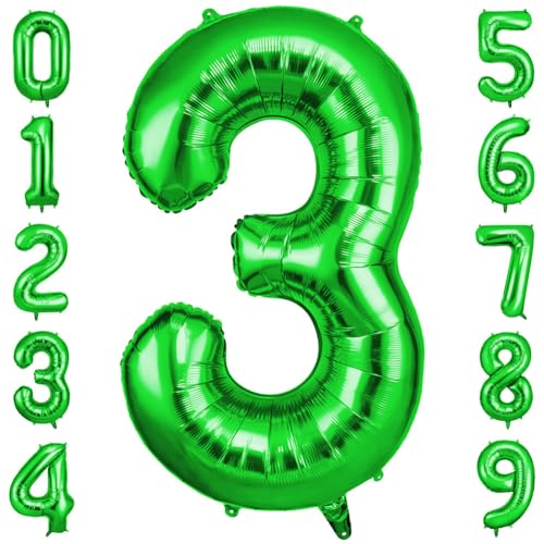 OFFCUP Zahlen Luftballon Grün, Folienballon Zahl 3, 40 Zoll Helium Ballons Geburtstagsdeko Mädchen Junge Kindergeburtstag Party Deko Ballon Zahl Deko zum Geburtstag Silvester Deko Neujahr Deko OFFCUP Zahlen Luftballon Grün, Folienballon Zahl 3, 40 Zoll Helium Ballons Geburtstagsdeko Mädchen Junge Kindergeburtstag Party Deko Ballon Zahl Deko zum Geburtstag Silvester Deko Neujahr Deko von OFFCUP