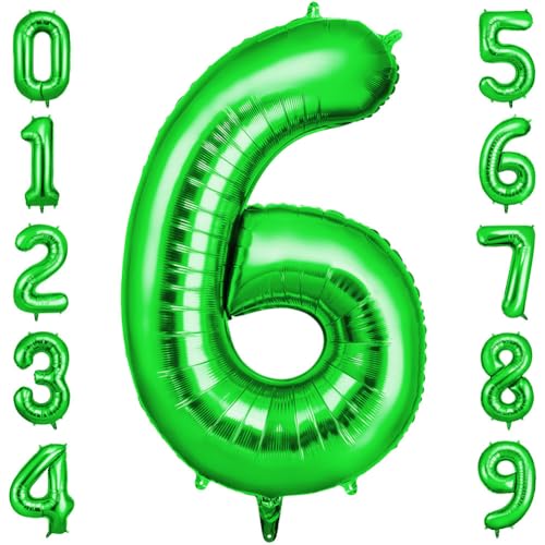 OFFCUP Zahlen Luftballon Grün, Folienballon Zahl 6, 40 Zoll Helium Ballons Geburtstagsdeko Mädchen Junge Kindergeburtstag Party Deko Ballon Zahl Deko zum Geburtstag Silvester Deko Neujahr Deko OFFCUP Zahlen Luftballon Grün, Folienballon Zahl 6, 40 Zoll Helium Ballons Geburtstagsdeko Mädchen Junge Kindergeburtstag Party Deko Ballon Zahl Deko zum Geburtstag Silvester Deko Neujahr Deko von OFFCUP