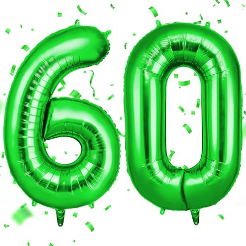 OFFCUP Luftballon Zahlen 60, Grün 60 Geburtstag Zahlen Ballon 101cm Groß Folienballon 40 Zoll Helium Ballons zum Mädchen Junge Geburtstag Party Deko Abschluss Jubiläums（60, Grün） von OFFCUP