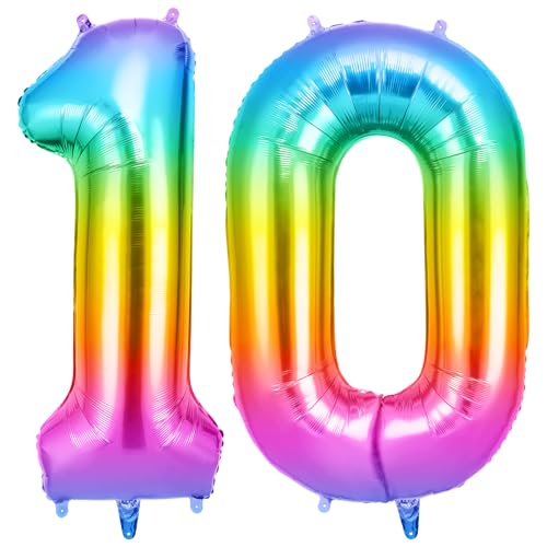 OFFCUP Zahlen Luftballon Jelly, Folienballon Zahl 10, 40 Zoll Helium Ballons Geburtstagsdeko Mädchen Junge Kindergeburtstag Party Deko Ballon Zahl Deko zum Geburtstag Silvester Neujahr von OFFCUP