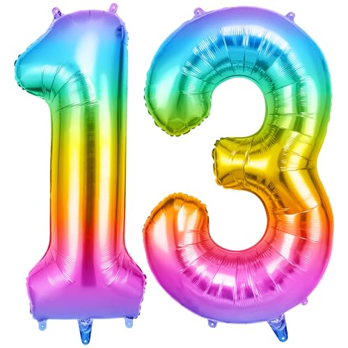 OFFCUP Zahlen Luftballon Jelly, Folienballon Zahl 13/31, 40 Zoll Helium Ballons Geburtstagsdeko Mädchen Junge Kindergeburtstag Party Deko Ballon Zahl Deko zum Geburtstag Silvester Neujahr von OFFCUP