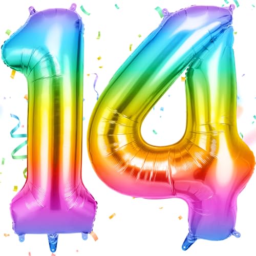 OFFCUP Zahlen Luftballon Jelly, Folienballon Zahl 14/41, 40 Zoll Helium Ballons Geburtstagsdeko Mädchen Junge Kindergeburtstag Party Deko Ballon Zahl Deko zum Geburtstag Silvester Neujahr von OFFCUP