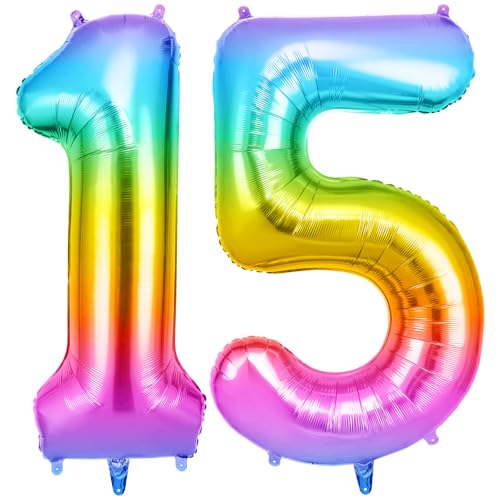 OFFCUP Zahlen Luftballon Jelly, Folienballon Zahl 15/51, 40 Zoll Helium Ballons Geburtstagsdeko Mädchen Junge Kindergeburtstag Party Deko Ballon Zahl Deko zum Geburtstag Silvester Neujahr von OFFCUP