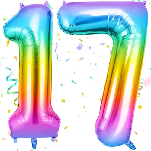 OFFCUP Zahlen Luftballon Jelly, Folienballon Zahl 17/71, 40 Zoll Helium Ballons Geburtstagsdeko Mädchen Junge Kindergeburtstag Party Deko Ballon Zahl Deko zum Geburtstag Silvester Neujahr von OFFCUP