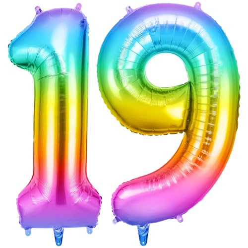 OFFCUP Zahlen Luftballon Jelly, Folienballon Zahl 19/91, 40 Zoll Helium Ballons Geburtstagsdeko Mädchen Junge Kindergeburtstag Party Deko Ballon Zahl Deko zum Geburtstag Silvester Neujahr von OFFCUP
