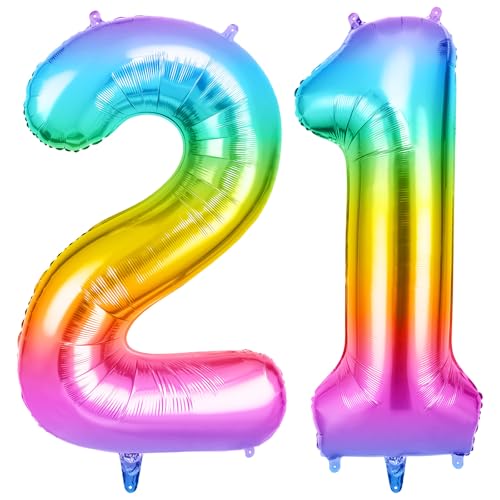 OFFCUP Zahlen Luftballon Jelly, Folienballon Zahl 21, 40 Zoll Helium Ballons Geburtstagsdeko Mädchen Junge Kindergeburtstag Party Deko Ballon Zahl Deko zum Geburtstag Silvester Neujahr von OFFCUP