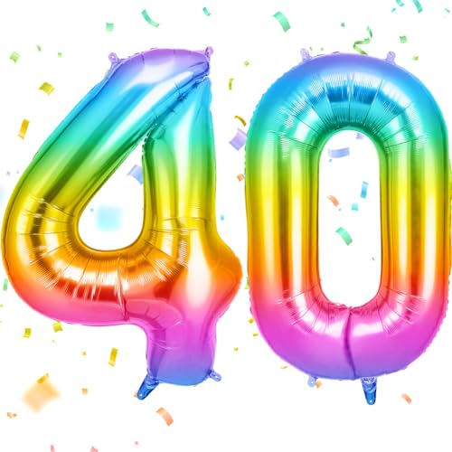 OFFCUP Zahlen Luftballon Jelly, Folienballon Zahl 40, 40 Zoll Helium Ballons Geburtstagsdeko Mädchen Junge Kindergeburtstag Party Deko Ballon Zahl Deko zum Geburtstag Silvester Neujahr von OFFCUP
