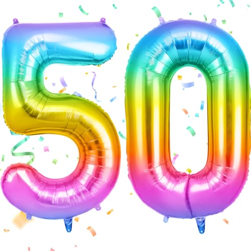 OFFCUP Zahlen Luftballon Jelly, Folienballon Zahl 50, 40 Zoll Helium Ballons Geburtstagsdeko Mädchen Junge Kindergeburtstag Party Deko Ballon Zahl Deko zum Geburtstag Silvester Neujahr von OFFCUP