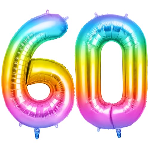 OFFCUP Zahlen Luftballon Jelly, Folienballon Zahl 60, 40 Zoll Helium Ballons Geburtstagsdeko Mädchen Junge Kindergeburtstag Party Deko Ballon Zahl Deko zum Geburtstag Silvester Neujahr von OFFCUP