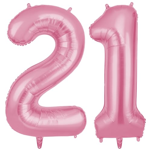 OFFCUP Zahlen Luftballon Rosa, Folienballon Zahl 21, 40 Zoll Helium Ballons Geburtstagsdeko Mädchen Junge Kindergeburtstag Party Deko Ballon Zahl Deko zum Geburtstag Silvester Neujahr von OFFCUP
