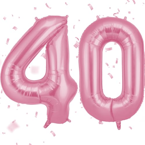 OFFCUP Zahlen Luftballon Rosa, Folienballon Zahl 40, 40 Zoll Helium Ballons Geburtstagsdeko Mädchen Junge Kindergeburtstag Party Deko Ballon Zahl Deko zum Geburtstag Silvester Neujahr von OFFCUP