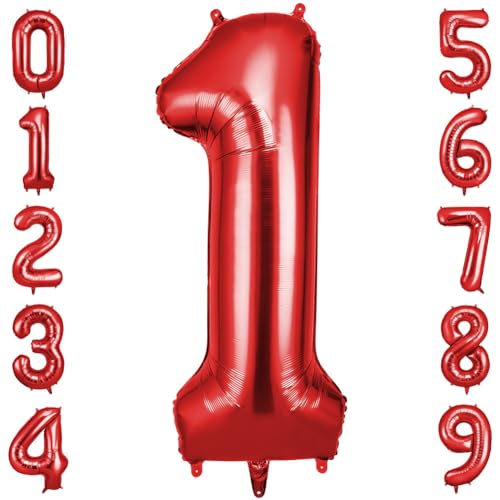 OFFCUP Zahlen Luftballon Rot, Folienballon Zahl 1, 40 Zoll Helium Ballons Geburtstagsdeko Mädchen Junge Kindergeburtstag Party Deko Ballon Zahl Deko zum Geburtstag Silvester Deko Neujahr Deko OFFCUP Zahlen Luftballon Rot, Folienballon Zahl 1, 40 Zoll Helium Ballons Geburtstagsdeko Mädchen Junge Kindergeburtstag Party Deko Ballon Zahl Deko zum Geburtstag Silvester Deko Neujahr Deko von OFFCUP