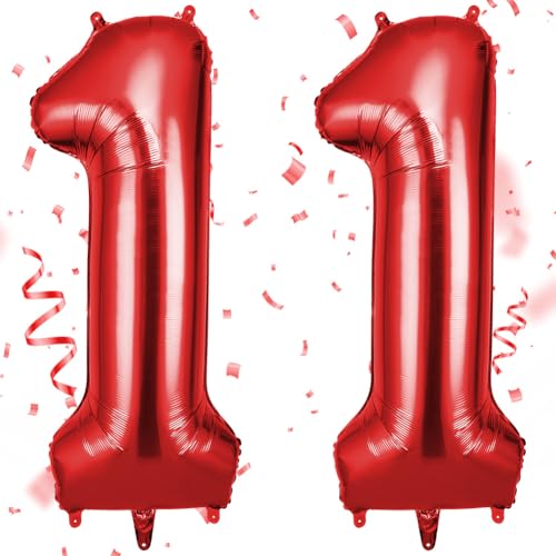 OFFCUP Zahlen Luftballon Rot, Folienballon Zahl 11, 40 Zoll Helium Ballons Geburtstagsdeko Mädchen Junge Kindergeburtstag Party Deko Ballon Zahl Deko zum Geburtstag Silvester Neujahr OFFCUP Zahlen Luftballon Rot, Folienballon Zahl 11, 40 Zoll Helium Ballons Geburtstagsdeko Mädchen Junge Kindergeburtstag Party Deko Ballon Zahl Deko zum Geburtstag Silvester Neujahr von OFFCUP