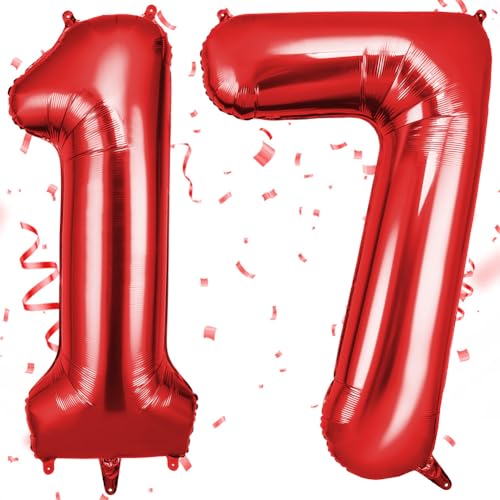 OFFCUP Zahlen Luftballon Rot, Folienballon Zahl 17/71, 40 Zoll Helium Ballons Geburtstagsdeko Mädchen Junge Kindergeburtstag Party Deko Ballon Zahl Deko zum Geburtstag Silvester Neujahr OFFCUP Zahlen Luftballon Rot, Folienballon Zahl 17/71, 40 Zoll Helium Ballons Geburtstagsdeko Mädchen Junge Kindergeburtstag Party Deko Ballon Zahl Deko zum Geburtstag Silvester Neujahr von OFFCUP