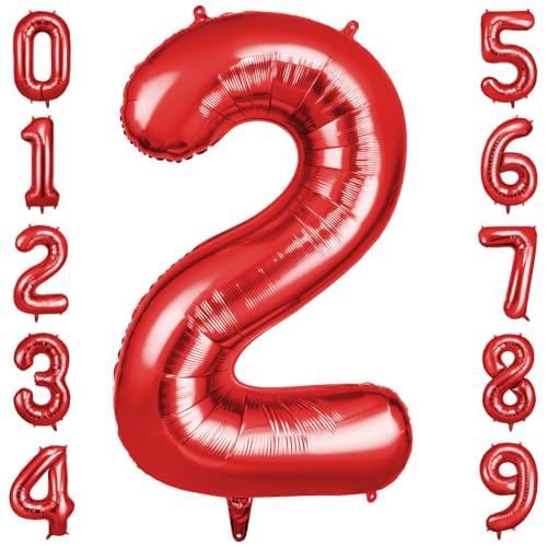 OFFCUP Zahlen Luftballon Rot, Folienballon Zahl 2, 40 Zoll Helium Ballons Geburtstagsdeko Mädchen Junge Kindergeburtstag Party Deko Ballon Zahl Deko zum Geburtstag Silvester Deko Neujahr Deko OFFCUP Zahlen Luftballon Rot, Folienballon Zahl 2, 40 Zoll Helium Ballons Geburtstagsdeko Mädchen Junge Kindergeburtstag Party Deko Ballon Zahl Deko zum Geburtstag Silvester Deko Neujahr Deko von OFFCUP