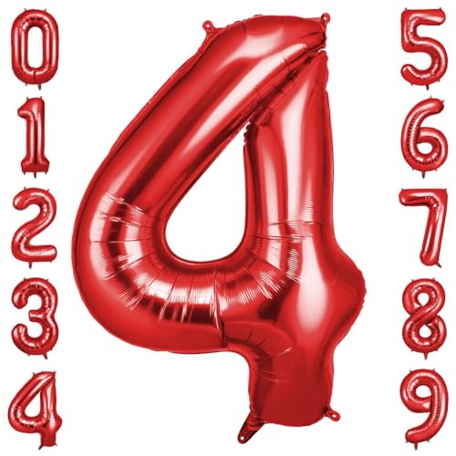 OFFCUP Zahlen Luftballon Rot, Folienballon Zahl 4, 40 Zoll Helium Ballons Geburtstagsdeko Mädchen Junge Kindergeburtstag Party Deko Ballon Zahl Deko zum Geburtstag Silvester Deko Neujahr Deko OFFCUP Zahlen Luftballon Rot, Folienballon Zahl 4, 40 Zoll Helium Ballons Geburtstagsdeko Mädchen Junge Kindergeburtstag Party Deko Ballon Zahl Deko zum Geburtstag Silvester Deko Neujahr Deko von OFFCUP