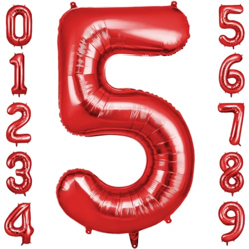 OFFCUP Zahlen Luftballon Rot, Folienballon Zahl 5, 40 Zoll Helium Ballons Geburtstagsdeko Mädchen Junge Kindergeburtstag Party Deko Ballon Zahl Deko zum Geburtstag Silvester Deko Neujahr Deko OFFCUP Zahlen Luftballon Rot, Folienballon Zahl 5, 40 Zoll Helium Ballons Geburtstagsdeko Mädchen Junge Kindergeburtstag Party Deko Ballon Zahl Deko zum Geburtstag Silvester Deko Neujahr Deko von OFFCUP