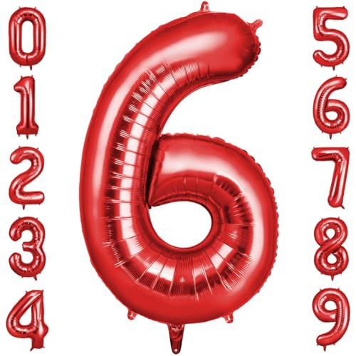 OFFCUP Zahlen Luftballon Rot, Folienballon Zahl 6, 40 Zoll Helium Ballons Geburtstagsdeko Mädchen Junge Kindergeburtstag Party Deko Ballon Zahl Deko zum Geburtstag Silvester Deko Neujahr Deko OFFCUP Zahlen Luftballon Rot, Folienballon Zahl 6, 40 Zoll Helium Ballons Geburtstagsdeko Mädchen Junge Kindergeburtstag Party Deko Ballon Zahl Deko zum Geburtstag Silvester Deko Neujahr Deko von OFFCUP