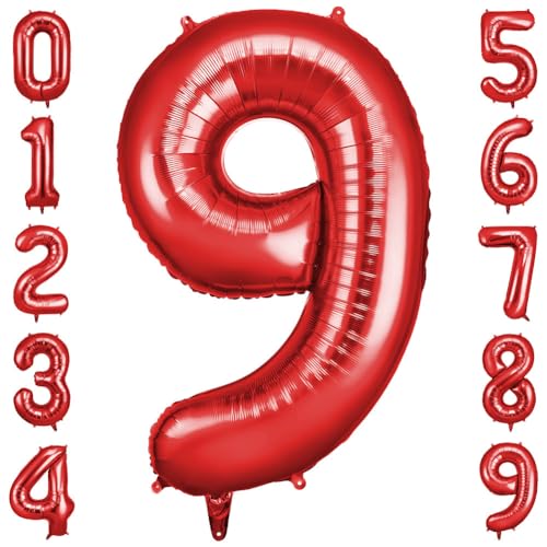 OFFCUP Zahlen Luftballon Rot, Folienballon Zahl 9, 40 Zoll Helium Ballons Geburtstagsdeko Mädchen Junge Kindergeburtstag Party Deko Ballon Zahl Deko zum Geburtstag Silvester Deko Neujahr Deko OFFCUP Zahlen Luftballon Rot, Folienballon Zahl 9, 40 Zoll Helium Ballons Geburtstagsdeko Mädchen Junge Kindergeburtstag Party Deko Ballon Zahl Deko zum Geburtstag Silvester Deko Neujahr Deko von OFFCUP
