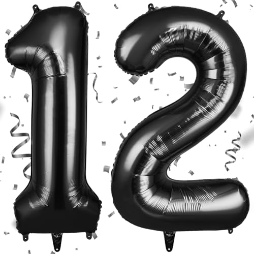 OFFCUP Zahlen Luftballon Schwarz, Folienballon Zahl 12, 40 Zoll Helium Ballons Geburtstagsdeko Mädchen Junge Kindergeburtstag Party Deko Ballon Zahl Deko zum Geburtstag Silvester Neujahr OFFCUP Zahlen Luftballon Schwarz, Folienballon Zahl 12, 40 Zoll Helium Ballons Geburtstagsdeko Mädchen Junge Kindergeburtstag Party Deko Ballon Zahl Deko zum Geburtstag Silvester Neujahr von OFFCUP