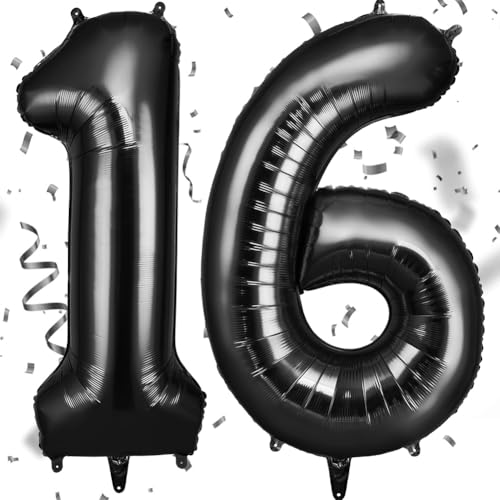 OFFCUP Zahlen Luftballon Schwarz, Folienballon Zahl 16/61, 40 Zoll Helium Ballons Geburtstagsdeko Mädchen Junge Kindergeburtstag Party Deko Ballon Zahl Deko zum Geburtstag Silvester Neujahr OFFCUP Zahlen Luftballon Schwarz, Folienballon Zahl 16/61, 40 Zoll Helium Ballons Geburtstagsdeko Mädchen Junge Kindergeburtstag Party Deko Ballon Zahl Deko zum Geburtstag Silvester Neujahr von OFFCUP
