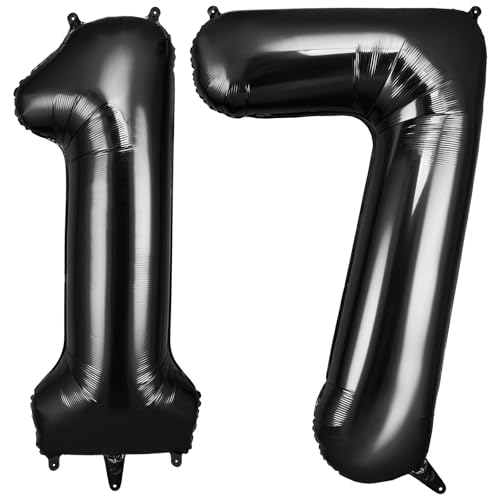 OFFCUP Zahlen Luftballon Schwarz, Folienballon Zahl 17/71, 40 Zoll Helium Ballons Geburtstagsdeko Mädchen Junge Kindergeburtstag Party Deko Ballon Zahl Deko zum Geburtstag Silvester Neujahr OFFCUP Zahlen Luftballon Schwarz, Folienballon Zahl 17/71, 40 Zoll Helium Ballons Geburtstagsdeko Mädchen Junge Kindergeburtstag Party Deko Ballon Zahl Deko zum Geburtstag Silvester Neujahr von OFFCUP