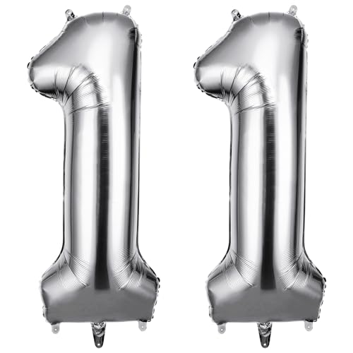 OFFCUP Zahlen Luftballon Silber, Folienballon Zahl 11, 40 Zoll Helium Ballons Geburtstagsdeko Mädchen Junge Kindergeburtstag Party Deko Ballon Zahl Deko zum Geburtstag Silvester Neujahr OFFCUP Zahlen Luftballon Silber, Folienballon Zahl 11, 40 Zoll Helium Ballons Geburtstagsdeko Mädchen Junge Kindergeburtstag Party Deko Ballon Zahl Deko zum Geburtstag Silvester Neujahr von OFFCUP