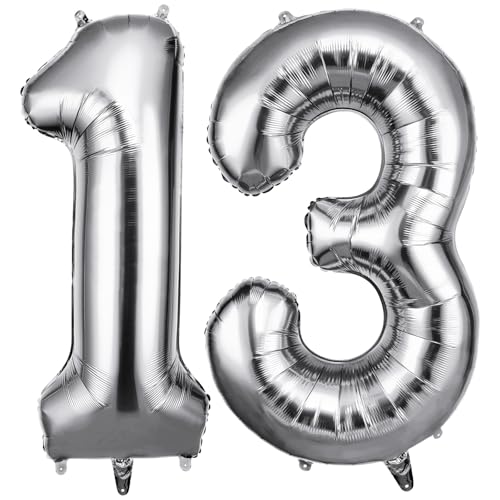 OFFCUP Zahlen Luftballon Silber, Folienballon Zahl 13/31, 40 Zoll Helium Ballons Geburtstagsdeko Mädchen Junge Kindergeburtstag Party Deko Ballon Zahl Deko zum Geburtstag Silvester Neujahr OFFCUP Zahlen Luftballon Silber, Folienballon Zahl 13/31, 40 Zoll Helium Ballons Geburtstagsdeko Mädchen Junge Kindergeburtstag Party Deko Ballon Zahl Deko zum Geburtstag Silvester Neujahr von OFFCUP