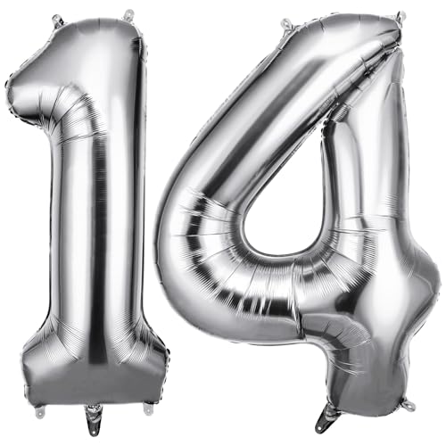OFFCUP Zahlen Luftballon Silber, Folienballon Zahl 14/41, 40 Zoll Helium Ballons Geburtstagsdeko Mädchen Junge Kindergeburtstag Party Deko Ballon Zahl Deko zum Geburtstag Silvester Neujahr OFFCUP Zahlen Luftballon Silber, Folienballon Zahl 14/41, 40 Zoll Helium Ballons Geburtstagsdeko Mädchen Junge Kindergeburtstag Party Deko Ballon Zahl Deko zum Geburtstag Silvester Neujahr von OFFCUP