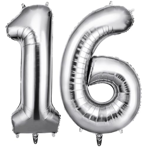 OFFCUP Zahlen Luftballon Silber, Folienballon Zahl 16/61, 40 Zoll Helium Ballons Geburtstagsdeko Mädchen Junge Kindergeburtstag Party Deko Ballon Zahl Deko zum Geburtstag Silvester Neujahr OFFCUP Zahlen Luftballon Silber, Folienballon Zahl 16/61, 40 Zoll Helium Ballons Geburtstagsdeko Mädchen Junge Kindergeburtstag Party Deko Ballon Zahl Deko zum Geburtstag Silvester Neujahr von OFFCUP