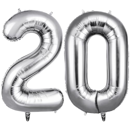 OFFCUP Zahlen Luftballon Silber, Folienballon Zahl 20, 40 Zoll Helium Ballons Geburtstagsdeko Mädchen Junge Kindergeburtstag Party Deko Ballon Zahl Deko zum Geburtstag Silvester Neujahr OFFCUP Zahlen Luftballon Silber, Folienballon Zahl 20, 40 Zoll Helium Ballons Geburtstagsdeko Mädchen Junge Kindergeburtstag Party Deko Ballon Zahl Deko zum Geburtstag Silvester Neujahr von OFFCUP